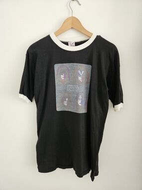 Vintage 80s Kiss Shirt Mens Extra Large Ringer Tee Band Rock Metal
